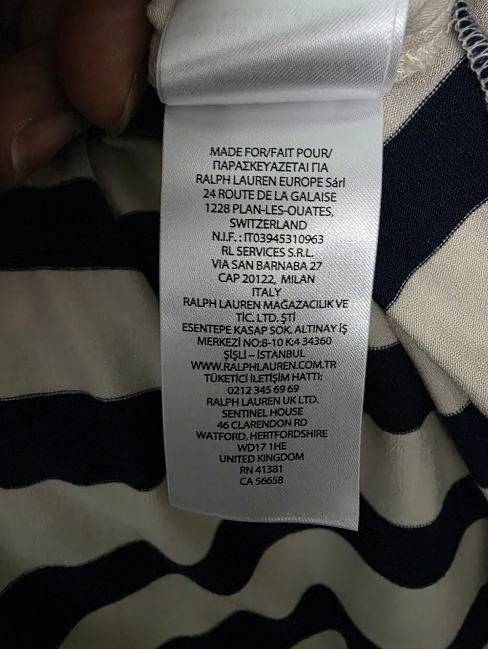 LAUREN Ralph Jersey T-Shirt Dress Size:12 color:Navy and Cream - Picture 15 of 15